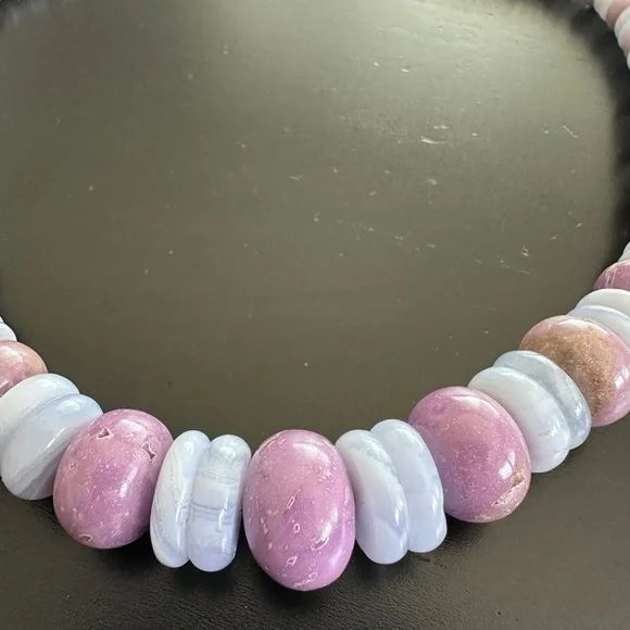 925 Silver 18" Phosphosiderite & Blue Lace Agate Beaded by Jay King - Picture 12 of 12